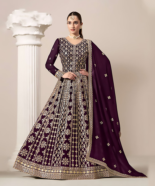 Purple Georgette Designer Suit